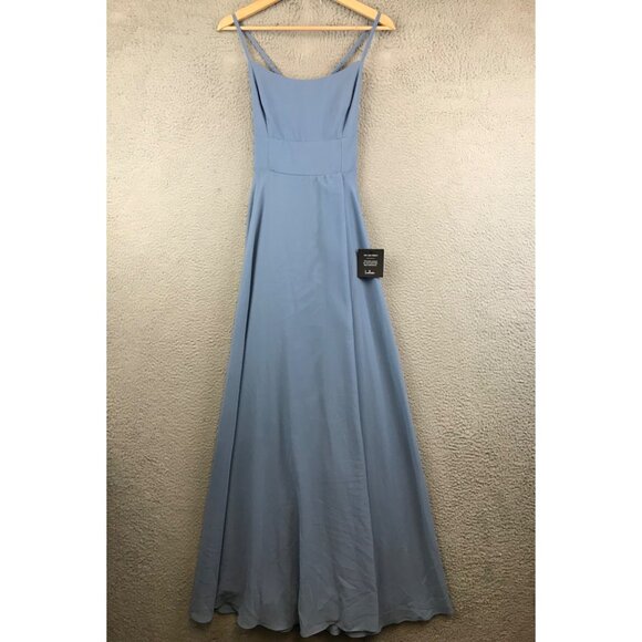 New Lulu's All About Love Slate Blue‎ Maxi Dress for Bridesmaid size L - Picture 1 of 16